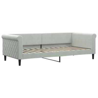 Slaapbank onderschuifbed matrassen 80x200 cm fluweel lichtgrijs