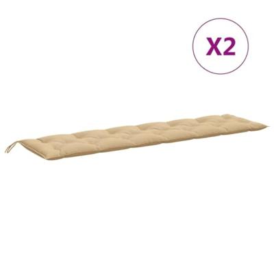 Tuinbankkussens 2 st 200x50x7 cm stof gemleerd beige Tuinbankkussens 2 st 200x50x7 cm stof gemleerd beige