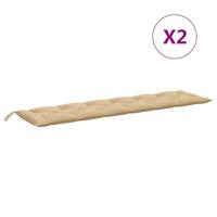 Tuinbankkussens 2 st 200x50x7 cm stof gemleerd beige - thumbnail