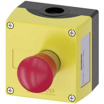 Siemens 3SU18010NE004AB2 3SU1801-0NE00-4AB2 Behuizing Voor bodembevestiging, Met schild 1 knop Rood, Zwart Draai-ontgrendeling 1 stuk(s)