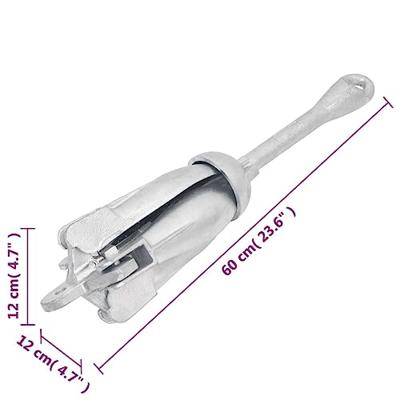 VidaXL Anker inklapbaar 8 kg thermisch verzinkt gietijzer zilver