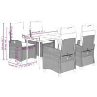 5-delige Tuinset met kussens poly rattan grijs - thumbnail