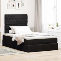 Ottoman bed met matrassen 90x190cm fluweel zwart - thumbnail