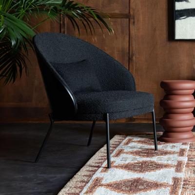 Dutchbone Fauteuil 'Rodin' Essenhout en bouclé, kleur Zwart