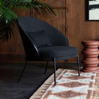 Dutchbone Fauteuil 'Rodin' Essenhout en bouclé, kleur Zwart - thumbnail