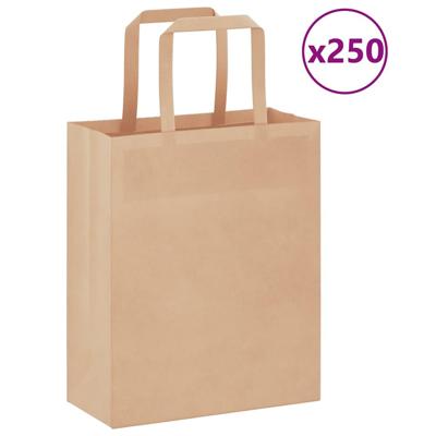 VidaXL Papieren zakken 250 st met hengsels 18x8x22 cm bruin
