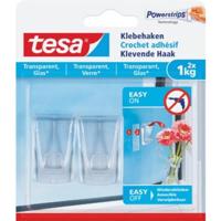 Tesa Klevende haak voor Transparant en Glas, draagvermogen 1 kg, blister van 2 stuks - thumbnail