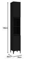 Badkamerkast 30x30x190 cm bewerkt hout zwart - thumbnail