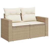 8-delige Loungeset met kussens poly rattan beige - thumbnail