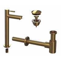 Fonteinkraanset INK Hoog Model Inclusief Waste en Design Sifon Brushed Mat Goud Ink - thumbnail