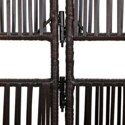 Kamerscherm 5 panelen poly rattan bruin