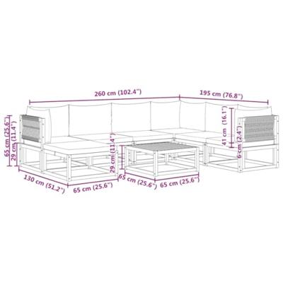 8-delige Loungeset met kussens massief acaciahout