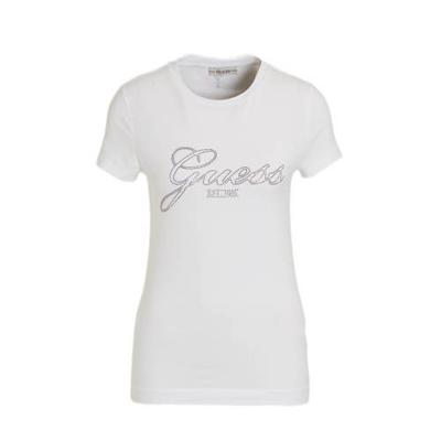 GUESS T-shirt met strass steentjes wit GUESS T-shirt met strass steentjes wit