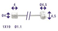 Elvedes Schakel binnenkabel 2250mm verzinkt ø1,1mm shimano huret n-nippel en t-nippel (op kaart) - thumbnail