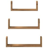 Wandschappen 3 st bewerkt hout artisanaal eiken - thumbnail