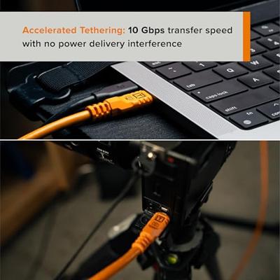 Tether Tools TetherPro Optima 10G USB-C, 15&apos; (4.6m), straight orange