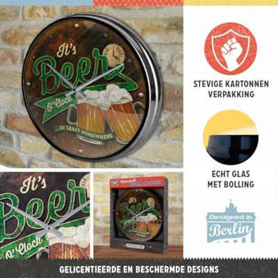 Wandklok Beer O Clock Glasses