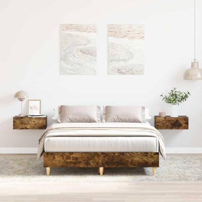 Bedframe zonder matras spaanplaat gerookt eiken