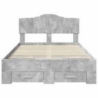 Bedframe met hoofdeinde Beton Grijs 135 x 190 cm Bewerkt hout - thumbnail