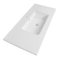 Brauer Starfall Wastafel - 100 cm - met 1 Spoelbak en 1 Kraangat - Keramiek Hoogglans Wit - thumbnail