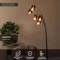 Lucide RANKOS - Vloerlamp - 5xE14 - Zwart - thumbnail