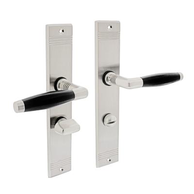 Intersteel Deurkruk Ton Basic op schild met toilet-/badkamersluiting 63/8 mm - mat nikkel/ebbenhout