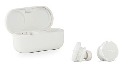 Denon PerL Pro True draadloze oordopjes, gepersonaliseerd geluidsprofiel, ruisonderdrukkende oordopjes, waterbestendige oortelefoons, met ingebouwde microfoons en lange batterijduur - wit