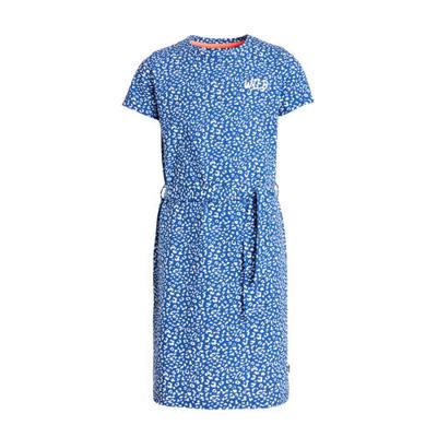 WE Fashion jurk met dierenprint en borduursels blauw/wit WE Fashion jurk met dierenprint en borduursels blauw/wit
