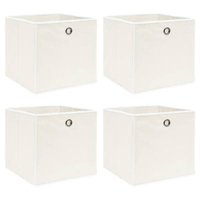 VidaXL Opbergboxen 4 st 32x32x32 cm stof wit VidaXL Opbergboxen 4 st 32x32x32 cm stof wit