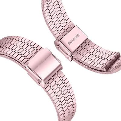 By Qubix - Metalen bandje - Rosé roze - Compatible met Apple watch 44mm / 45mm / 46mm / 49mm - Compatible Apple watch bandjes