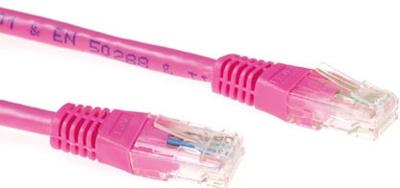ACT Roze 15 meter U/UTP CAT6A patchkabels met RJ45 connectoren ACT Roze 15 meter U/UTP CAT6A patchkabels met RJ45 connectoren