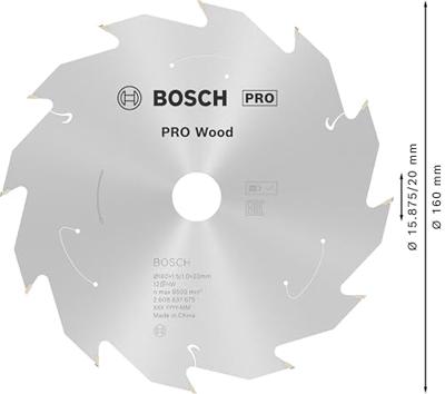 Bosch Accessories Bosch Power Tools 2608837675 Hardmetaal-cirkelzaagblad 160 x 20 mm Aantal tanden: 12 1 stuk(s)