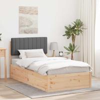 Bedframe met Gevoerd Hoofdgedeelte Donkergrijs 100 x 200 cm - thumbnail