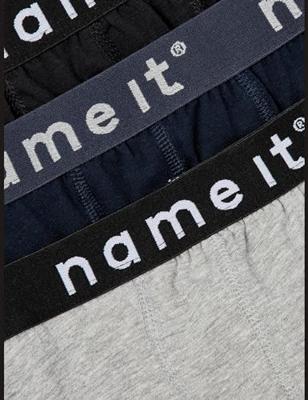 Name it 3-pak jongens boxershorts - Basic - Katoenen jongens onderbroeken - Zwart - Grijs - Donkerblauw