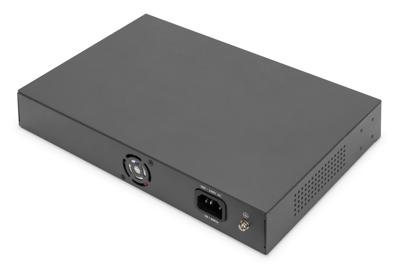 DIGITUS 20-poorts Gigabit Ethernet PoE netwerkswitch - 16x RJ45 PoE + 2x RJ45 + 2x Combi - 19 Inch - 185W PoE budget - 10/100/1000 Mbps