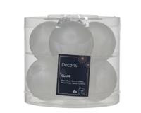 Kerstbal glas d6 cm wit ijslak 6st kerst Decoris - Decoris - thumbnail