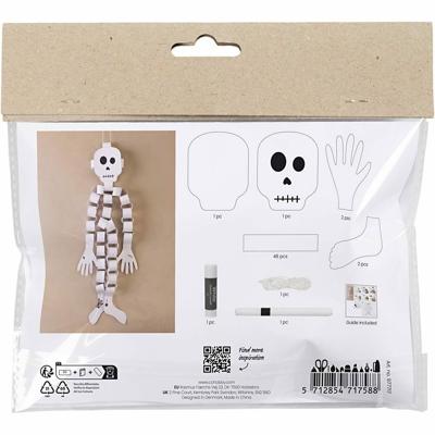 Creativ Company Mini hobbyset decoraties van papier, skelet, zwart/wit, 1 doos Creativ Company Mini hobbyset decoraties van papier, skelet, zwart/wit, 1 doos