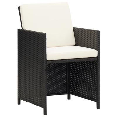 5-delige Tuinset met kussens poly rattan zwart