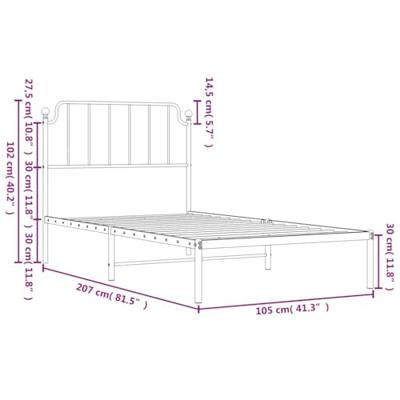 Bedframe met hoofdbord metaal zwart 100x200 cm Bedframe met hoofdbord metaal zwart 100x200 cm