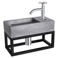 Differnz Differnz Ravo fonteinset beton donkergrijs - kraan kruis - met handdoekrek chroom - thumbnail