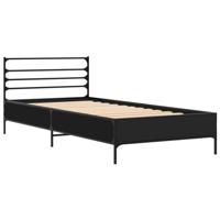 Bedframe bewerkt hout en metaal zwart 100x200 cm - thumbnail