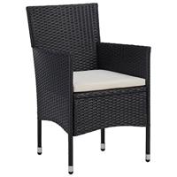 3-delige Bistroset poly rattan en gehard glas zwart - thumbnail