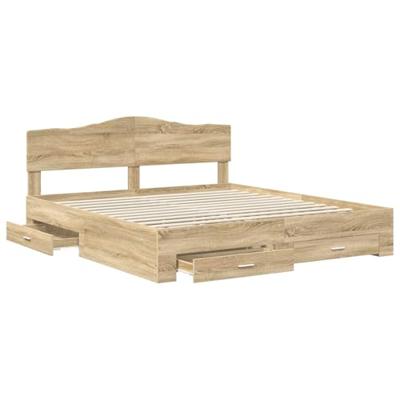 Bedframe met hoofdeinde Sonoma Eiken 180 x 200 cm Bewerkt hout