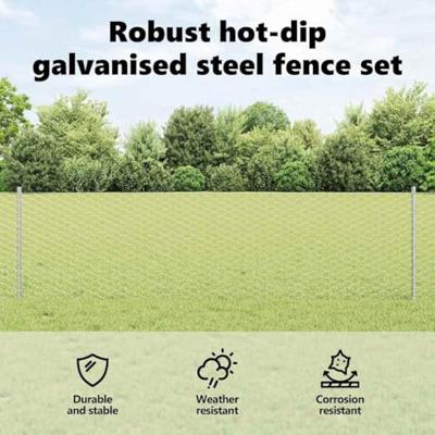 VidaXL Hek met paal zilver 0,6 x 25 m staal