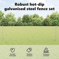 VidaXL Hek met paal zilver 0,6 x 25 m staal - thumbnail