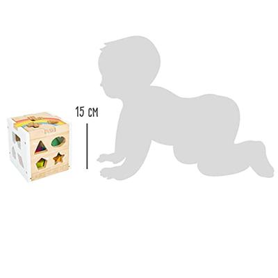Small Foot houten vormenstoof kubus regenboog,