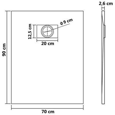 Douchebak 90x70 cm SMC zwart