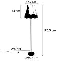 QAZQA Klassieke vloerlamp zwart met Granny B kap grijs - Simplo - thumbnail
