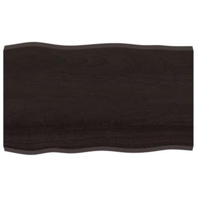 Tafelblad natuurlijke rand 100x60x(2-4)cm eikenhout donkerbruin
