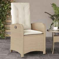 Tuinstoelen 2 st verstelbaar met kussens poly rattan beige - thumbnail